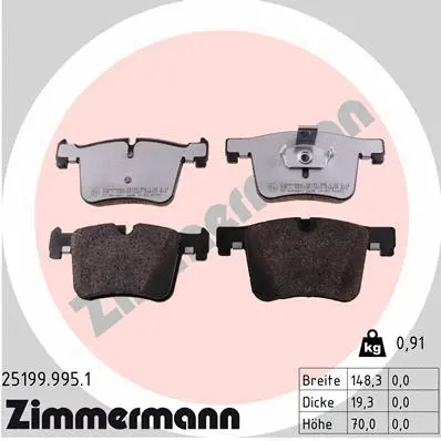 Kit de plaquettes de frein, frein à disque ZIMMERMANN 25199.995.1