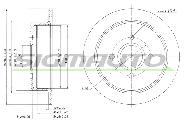 Disque de frein SIGMAUTO DBA435S