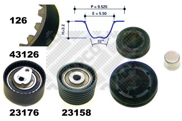 Kit de courroie crantée MAPCO 23126