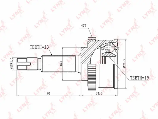 Jeu de joints, arbre de transmission LYNXAUTO CO-5701A