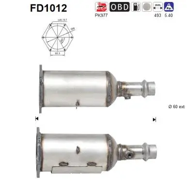 Filtre à particules / à suie, échappement AS FD1012