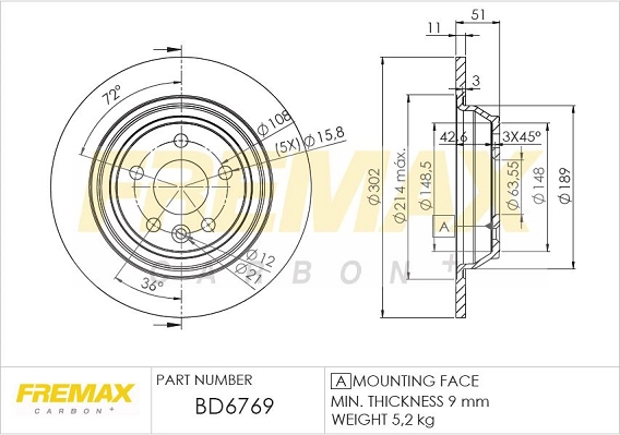 Disque de frein FREMAX BD-6769