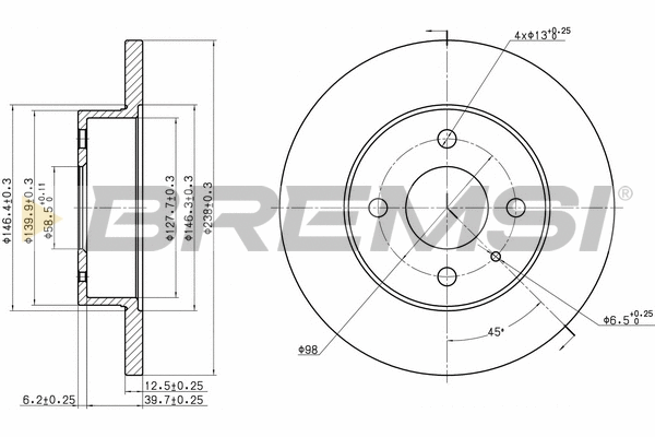 Disque de frein BREMSI CD6127S