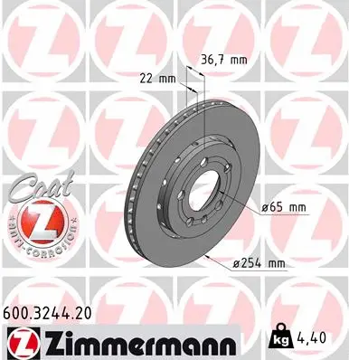 Disque de frein ZIMMERMANN 600.3244.20