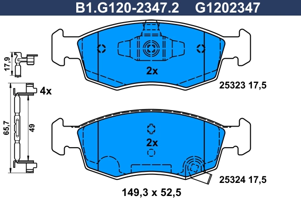 Kit de plaquettes de frein, frein à disque GALFER B1.G120-2347.2
