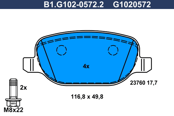 Kit de plaquettes de frein, frein à disque GALFER B1.G102-0572.2
