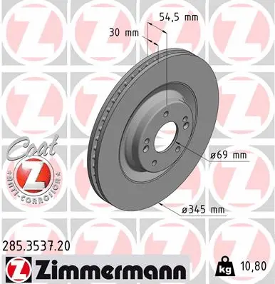 Disque de frein ZIMMERMANN 285.3537.20