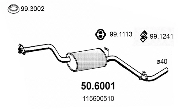 Silencieux central ASSO 50.6001