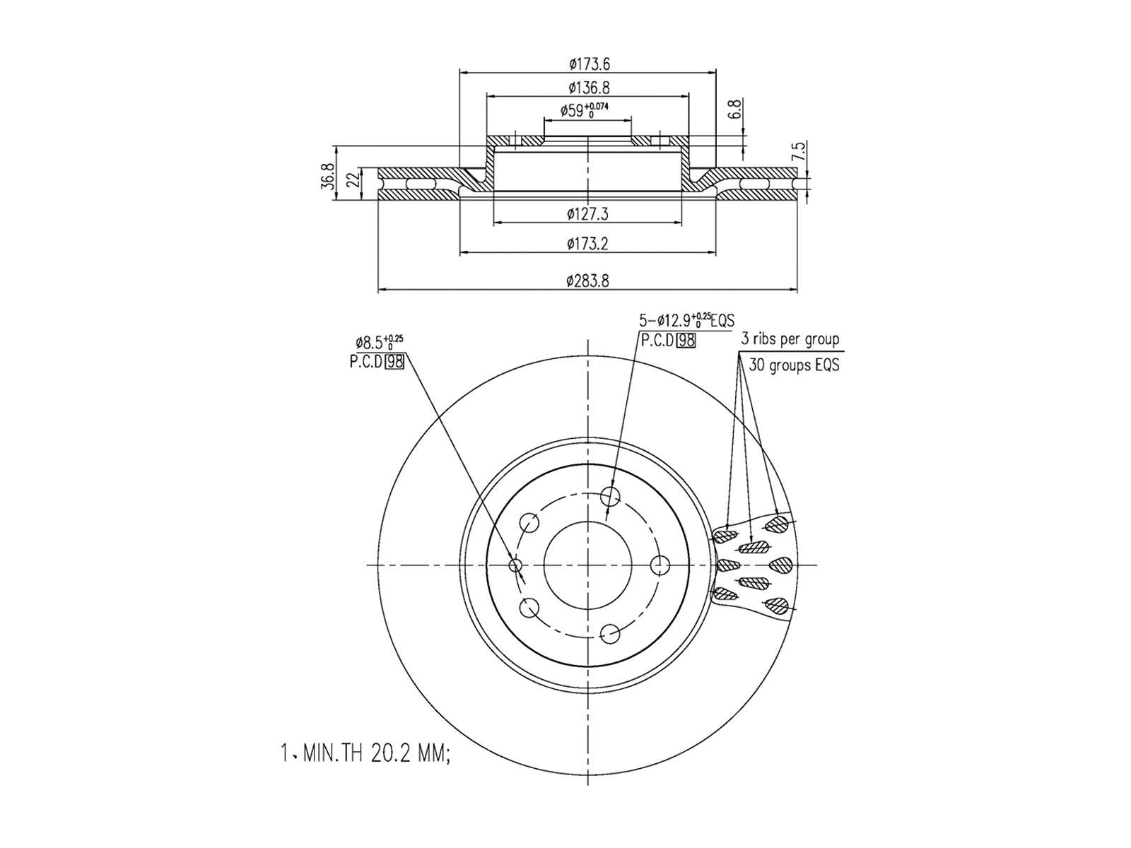 Disque de frein A.Z. Meisterteile AZMT-44-024-1282
