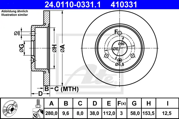 Disque de frein ATE-APAC 24.0110-0331.1