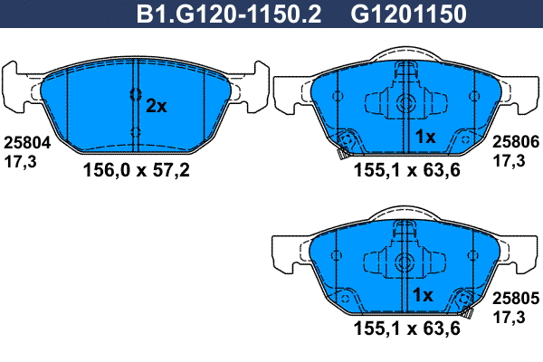 Kit de plaquettes de frein, frein à disque GALFER B1.G120-1150.2