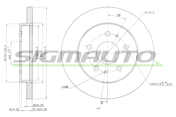 Disque de frein SIGMAUTO DBB387S