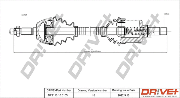 Arbre de transmission Dr!ve+ DP2110.10.0153