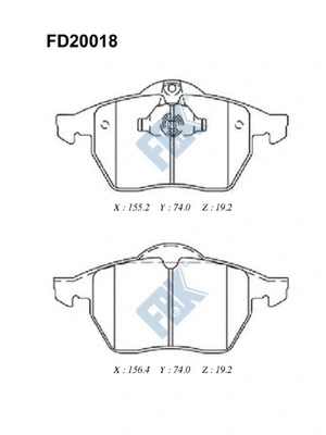 Kit de plaquettes de frein, frein à disque FBK FD20018