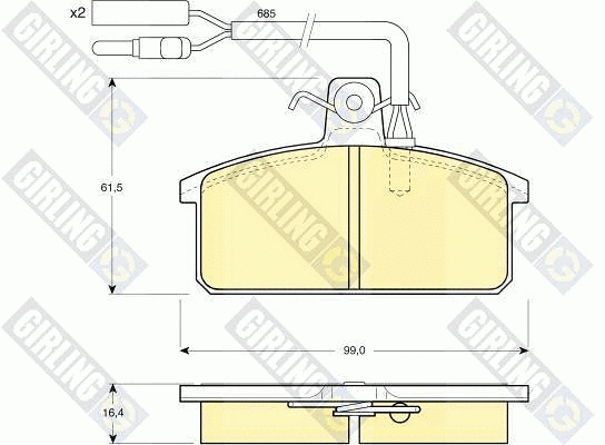Kit de plaquettes de frein, frein à disque GIRLING 6104171