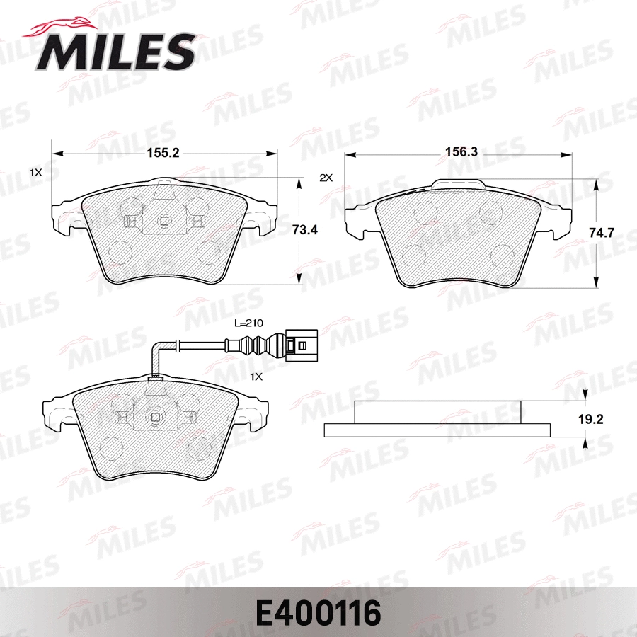 Kit de plaquettes de frein, frein à disque MILES E400116