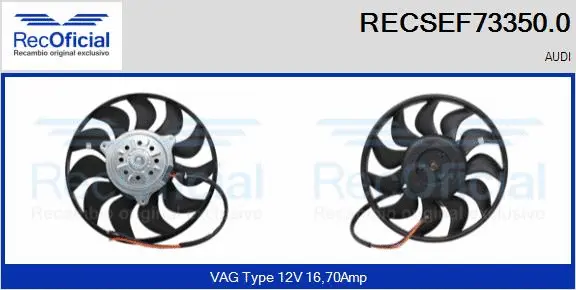 Ventilateur, refroidissement du moteur RECOFICIAL RECSEF73350.0