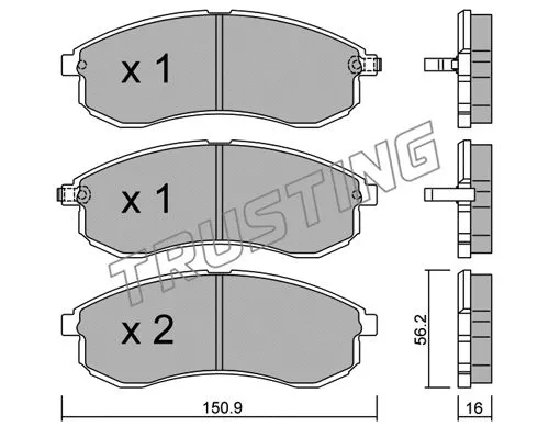 Kit de plaquettes de frein, frein à disque TRUSTING 498.0