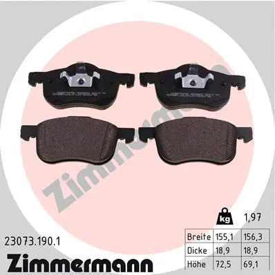 Kit de plaquettes de frein, frein à disque ZIMMERMANN 23073.190.1