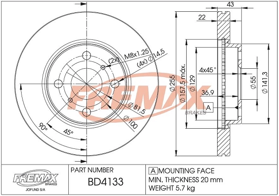 Disque de frein FREMAX BD-4133