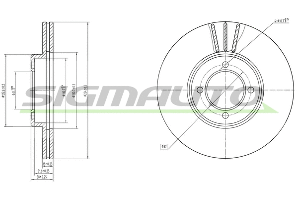 Disque de frein SIGMAUTO DBA414V