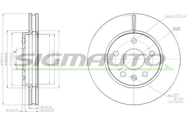 Disque de frein SIGMAUTO DBB721V