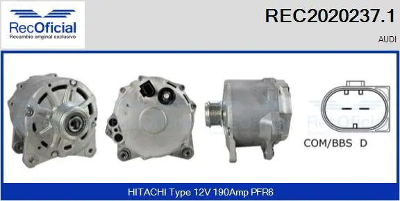Alternateur RECOFICIAL REC2020237.1