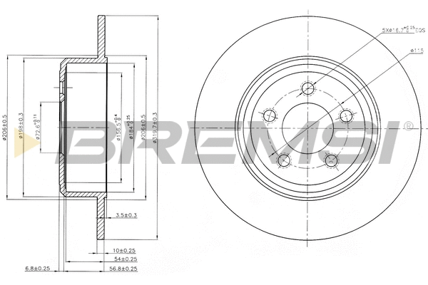 Disque de frein BREMSI CD8064S