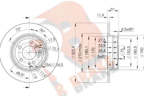 Disque de frein R BRAKE 78RBD29900