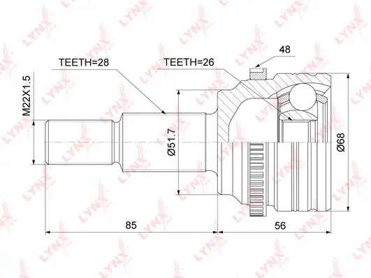Jeu de joints, arbre de transmission LYNXAUTO CO-3919A