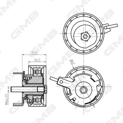 Poulie de tension, courroie crantée GMB GTB1060