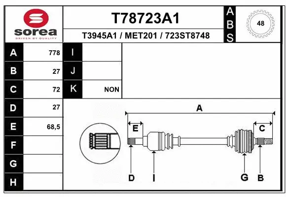 Arbre de transmission EAI T78723A1