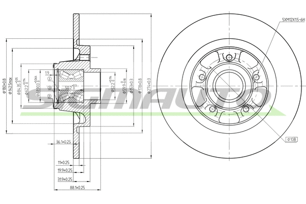 Disque de frein SIGMAUTO DBB734S