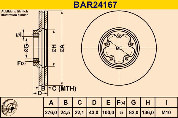Disque de frein BARUM BAR24167