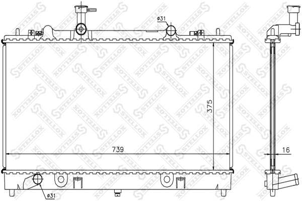 Radiateur, refroidissement du moteur STELLOX 10-25853-SX