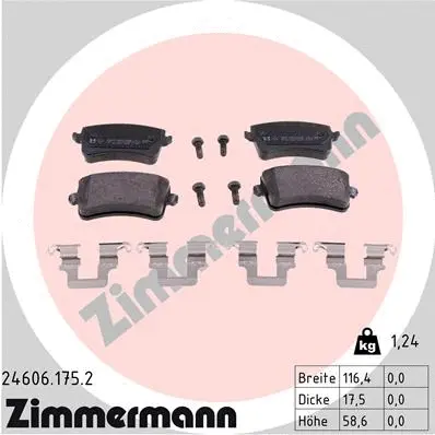 Kit de plaquettes de frein, frein à disque ZIMMERMANN 24606.175.2