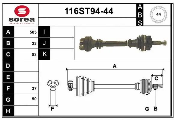 Arbre de transmission STARTCAR 116ST94-44