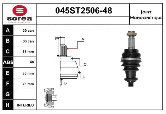 Jeu de joints, arbre de transmission STARTCAR 045ST2506-48