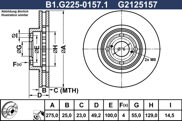 Disque de frein GALFER B1.G225-0157.1