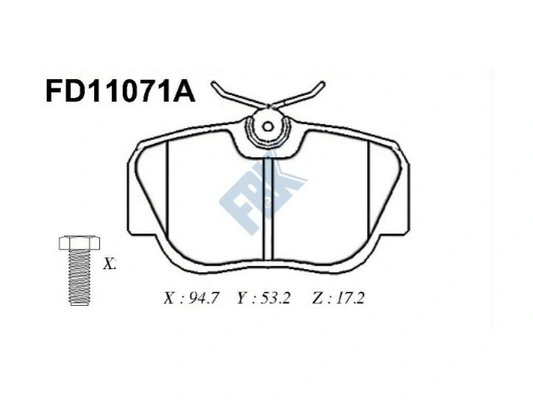 Kit de plaquettes de frein, frein à disque FBK FD11071A