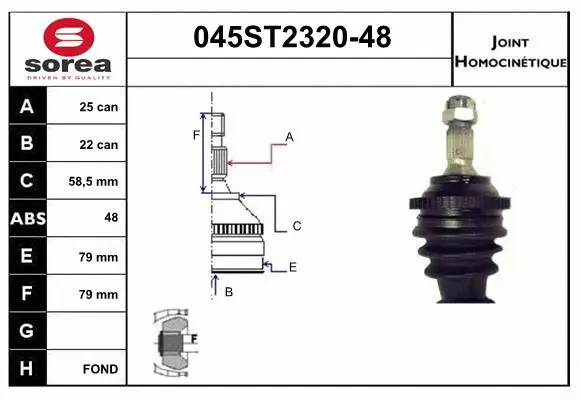 Jeu de joints, arbre de transmission STARTCAR 045ST2320-48