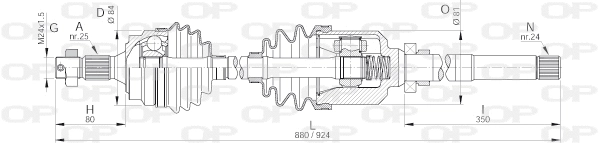 Arbre de transmission OPEN PARTS DRS6159.00
