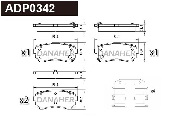 Kit de plaquettes de frein, frein à disque DANAHER ADP0342