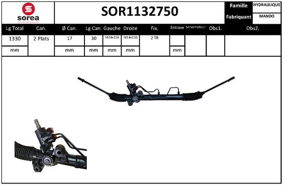 Crémaillère de direction SNRA SOR1132750