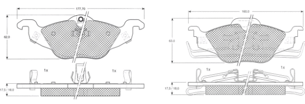 Kit de plaquettes de frein, frein à disque MTR MT551