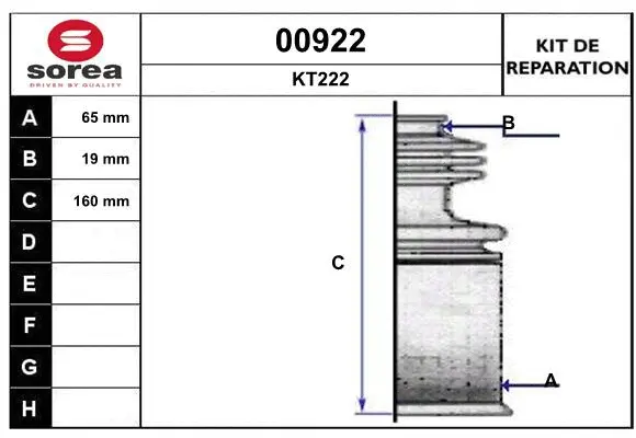 Jeu de joints-soufflets, arbre de commande SNRA 00922