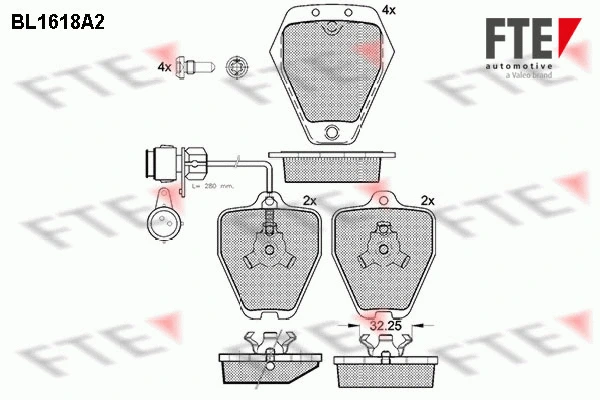 Kit de plaquettes de frein, frein à disque FTE 9010253