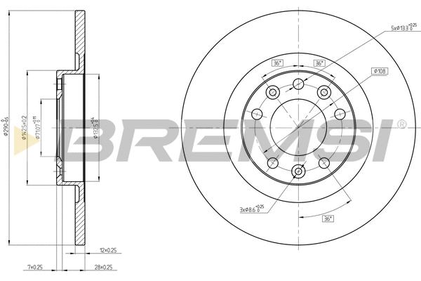 Disque de frein BREMSI CD8654S