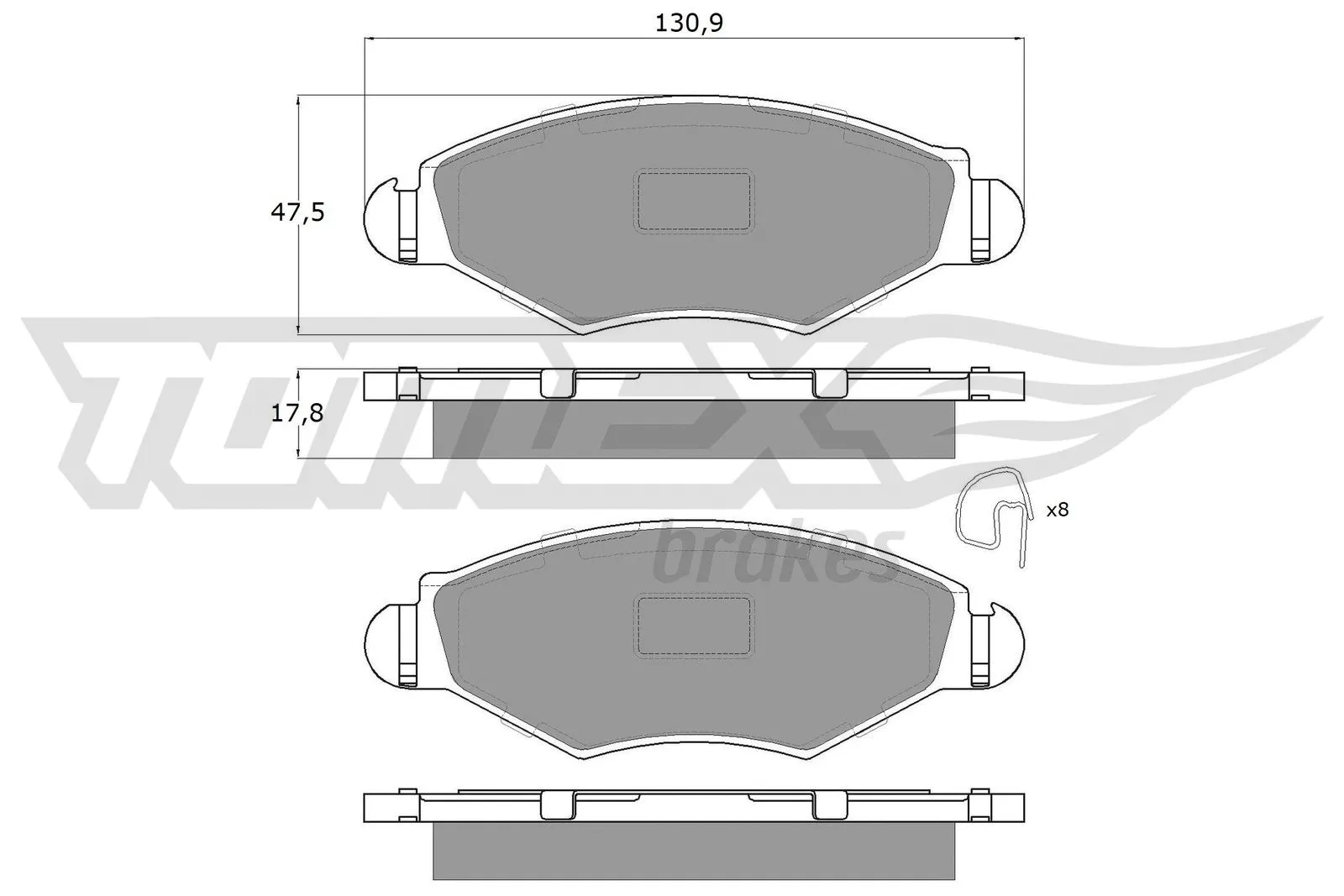 Kit de plaquettes de frein, frein à disque TOMEX Brakes TX 13-43