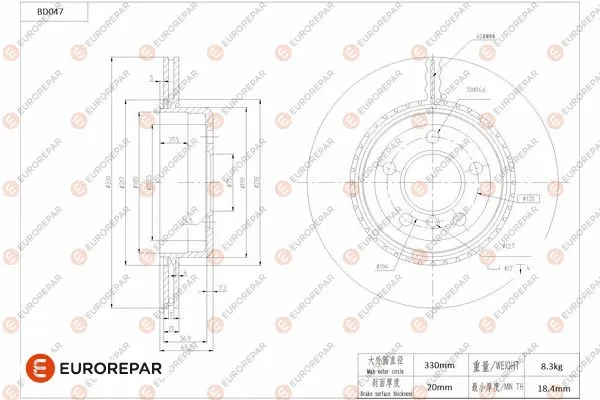 Disque de frein EUROREPAR 1684248980